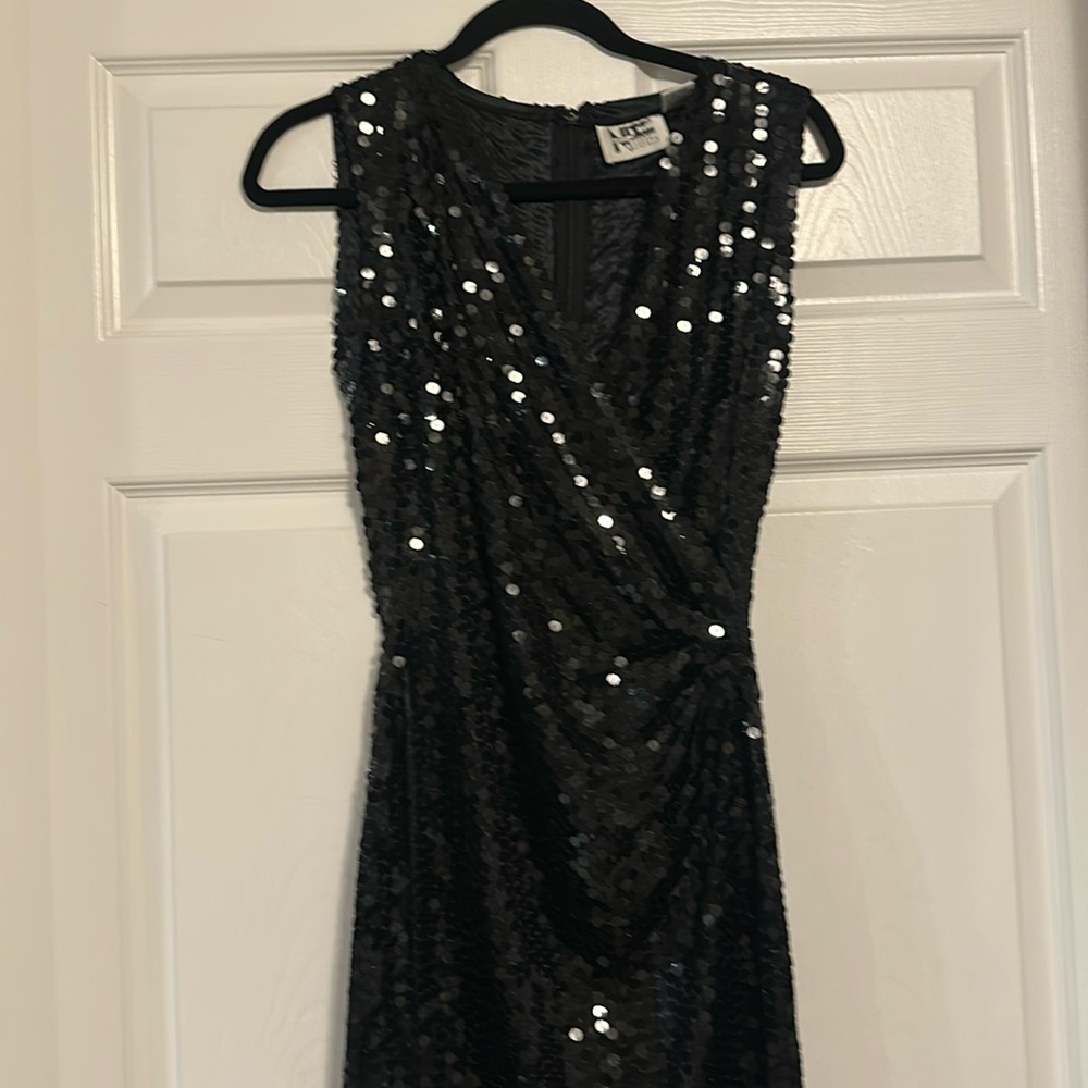 Vintage Nite Black Sequin Stretch Mini Dress, Sz 8